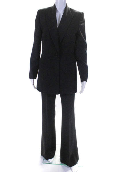 Susanna Womens Single Button Pointed Lapel Pinstriped Pants Suit Black Size 4