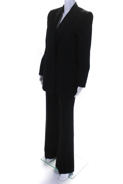 Susanna Womens Single Button Pointed Lapel Pinstriped Pants Suit Black Size 4