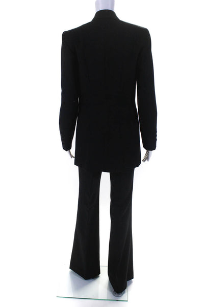 Susanna Womens Single Button Pointed Lapel Pinstriped Pants Suit Black Size 4