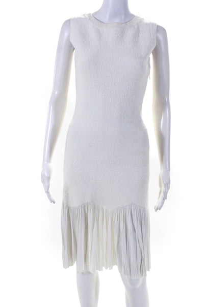 Alaia Womens Sleeveless Scoop Neck Pleated Knit Dress White Size Italian 38