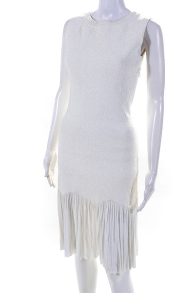 Alaia Womens Sleeveless Scoop Neck Pleated Knit Dress White Size Italian 38