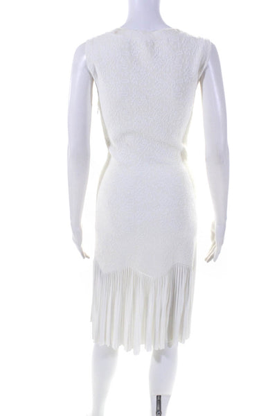 Alaia Womens Sleeveless Scoop Neck Pleated Knit Dress White Size Italian 38