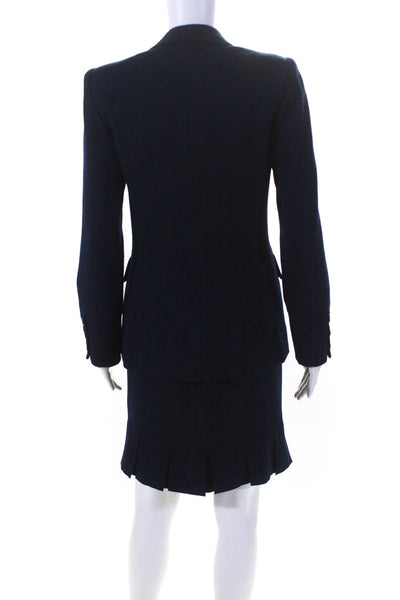 Susanna Womens Three Button Notched Lapel Three Piece Suit Navy Blue Wool Size 6