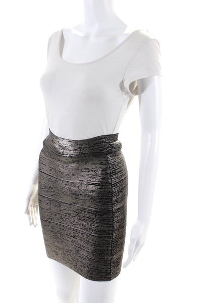 BCBGMAXAZRIA Women's Coated Bandage Mini Skirt Gray Size XS