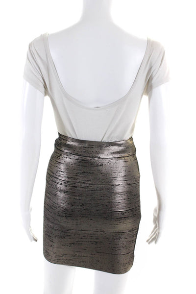 BCBGMAXAZRIA Women's Coated Bandage Mini Skirt Gray Size XS