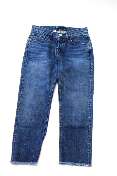 3x1 NYC Women's Mid Rise Frayed Hem Cropped Jeans Blue Size 24