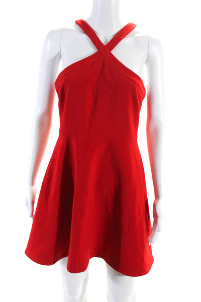 Likely Womens Sleeveless Halter Neck Lined Mini Fit & Flare Dress Red Size 8