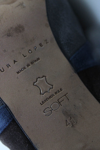 Pura Lopez Womens Patchwork Colorblock Zip Stiletto Heels Boots Blue Size EUR41
