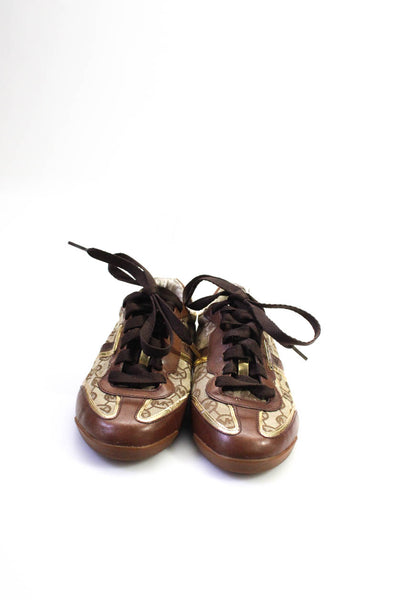 Michael Kors Women's Lace Up Rubber Sole Monogram Sneaker Brown Size 6.5