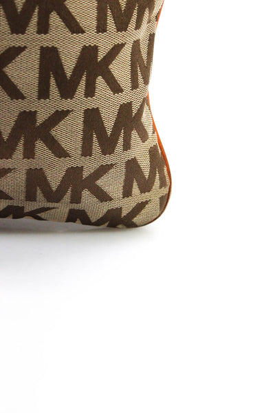 Michael Kors Women's Snap Closure Monogram Crossbody Handbag Brown Size M
