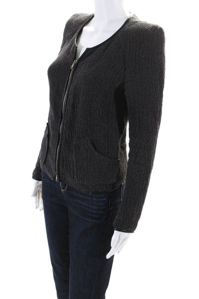 Isabel Marant Women's Linen Blend Zip Front Knit Jacket Gray Size 2
