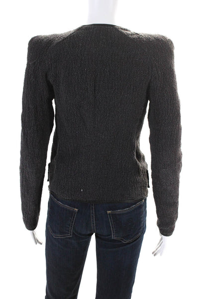 Isabel Marant Women's Linen Blend Zip Front Knit Jacket Gray Size 2