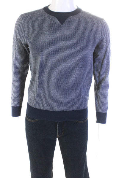 J Crew Mens Crew Neck Pullover Long Sleeves Sweater Blue Cotton Size Small