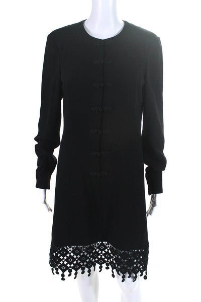 Valentino Miss V Womens Vintage Knot Button Long Sleeve Sheath Dress Black IT 46