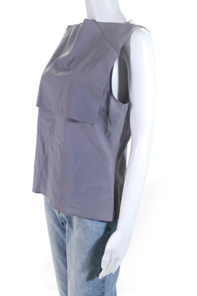 Givenchy Womens Sleeveless Boat Neck Boxy Top Purple Wool Size FR 44