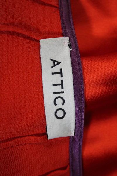 Attico Womens Short Sleeve Tie Front Satin Wrap Dress Orange Purple Size 0