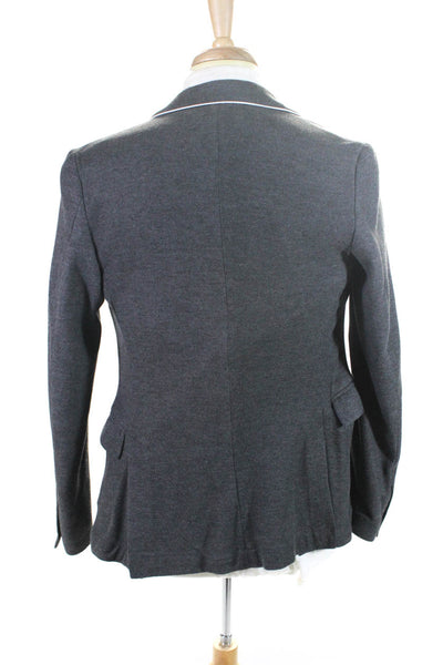 Zara Man Mens Striped Buttoned Collared Long Sleeve Blazer Gray Size EUR34