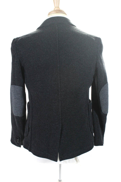 Boss Hugo Boss Mens Wool Darted Buttoned Collared Blazer Gray Size EUR34