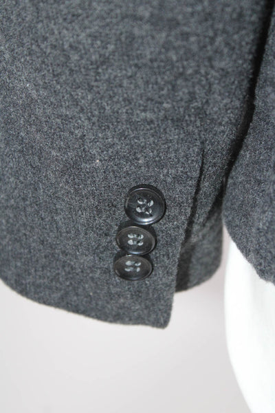 Boss Hugo Boss Mens Wool Darted Buttoned Collared Blazer Gray Size EUR34