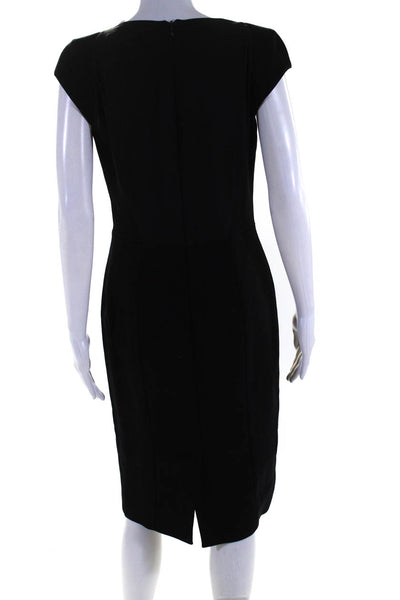 Elie Saab Womens Cut Out Cap Sleeve Split Hem Midi Pencil Dress Black Size 40