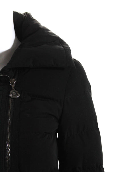 Moncler Womens Knee Length Hooded Full Zip Puffer Coat Jacket Black Size 00