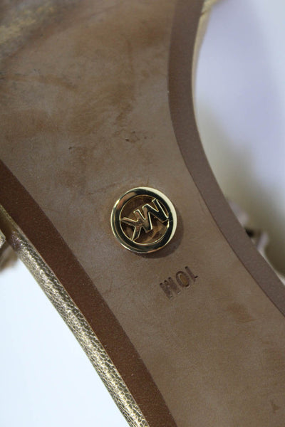 Michael Michael Kors Womens Metallic Ruffle Strapped Stiletto Heels Gold Size 10
