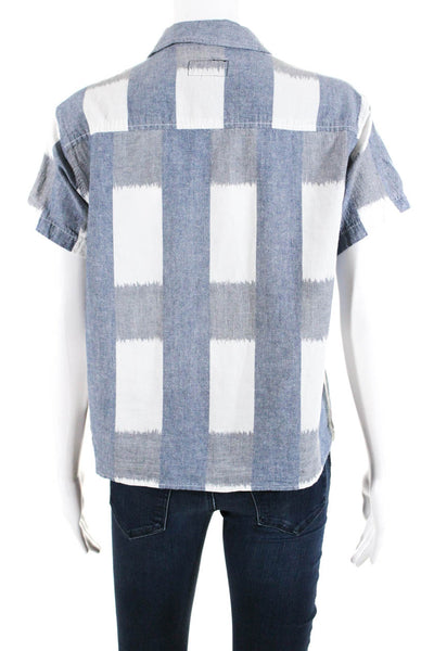 Current/Elliott Women's The Emma Tokyo Revival Printed Shirt Blue Gray Size 2