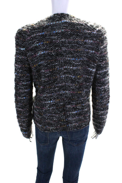 Isabel Marant Etoile Womens Wool Metallic Full Zip Jacket Multicolor Size 40