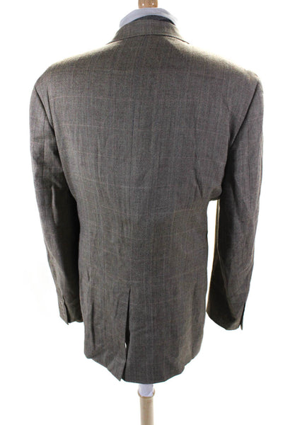 Tasso Elba Mens Woven Silk Notched Collar Two Button Blazer Jacket Beige Size 46