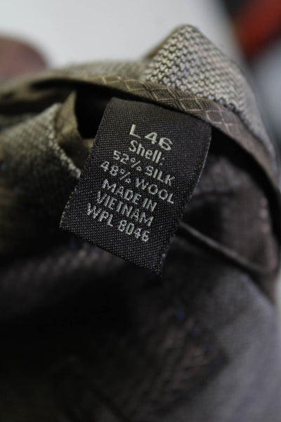 Tasso Elba Mens Woven Silk Notched Collar Two Button Blazer Jacket Beige Size 46