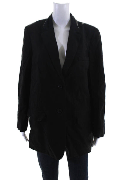 Everlane Womens The Cotton Linen Blazer Black Size 14