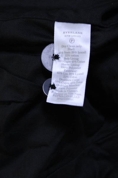 Everlane Womens The Cotton Linen Blazer Black Size 14