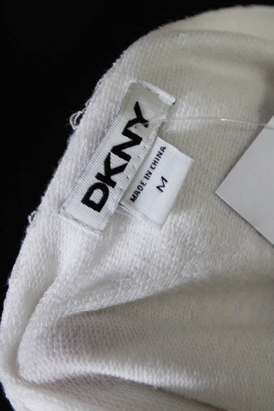 DKNY Womens Hooded V Neck Short Sleeve Jersey Mini Dress White Size Medium