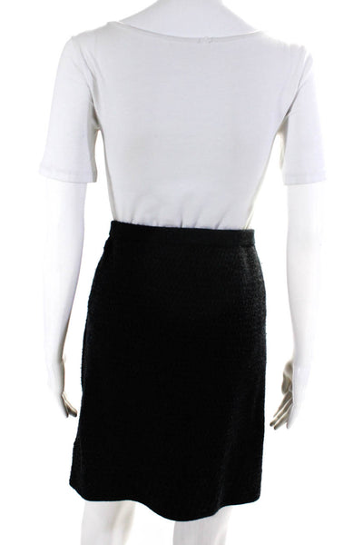 Eileen Fisher Women Knee Length Elastic Waist Knit Pencil Skirt Black Gray Large