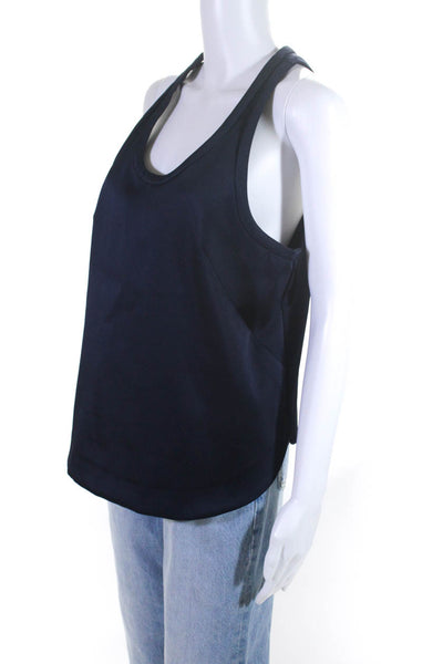 & Other Stories Blue Womens Scoop Neck Sleeveless Curved Hem Blouse Navy Size 40