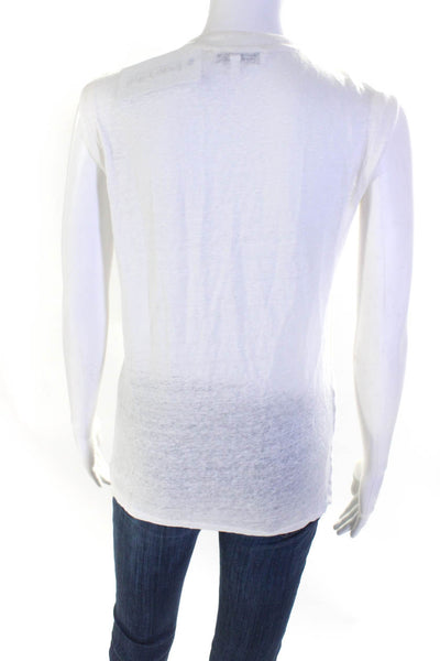 IRO Womens Linen Jersey Knit Lace Up Sleeveless Tee T-Shirt White Size S