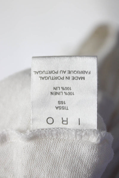 IRO Womens Linen Jersey Knit Lace Up Sleeveless Tee T-Shirt White Size S