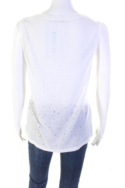T Alexander Wang Womens Distressed Jersey Sleeveless Tee T-Shirt White Size S