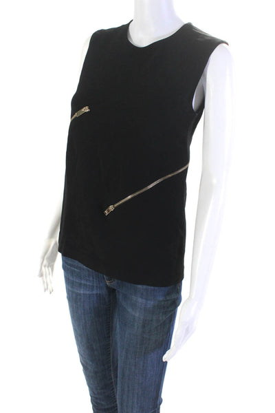 Stella McCartney Womens Zipper Detail Sleeveless Blouse Top Black Size 38 S