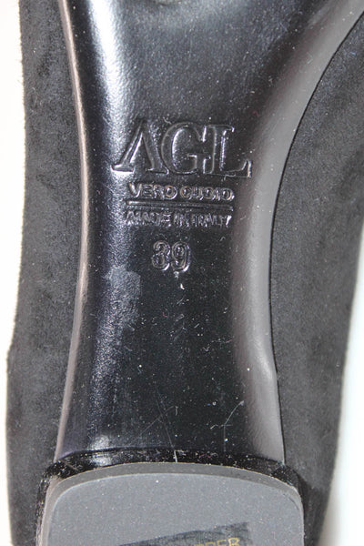 AGL Attilio Giusti Leombruni Womens Jeweled Stud Cap Toe Flats Black Size EUR39