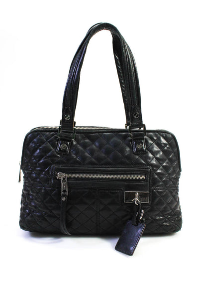 Lamb Womens Textured Quilted Zipped Buckled Chain Shoulder Handbag Black