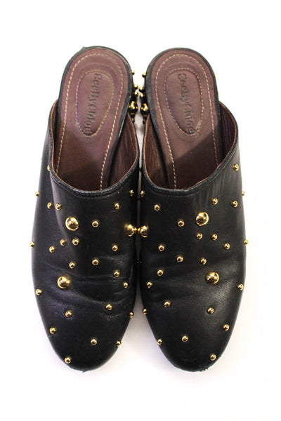 See by Chloe Women's Studded Block Heel Slip On Mules Black Size 38.5