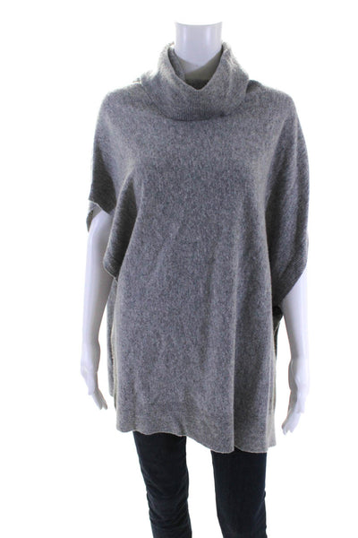 DKNY Womens Wool Knit Short Sleeve Turtleneck Sweater Top Heather Gray Size PS