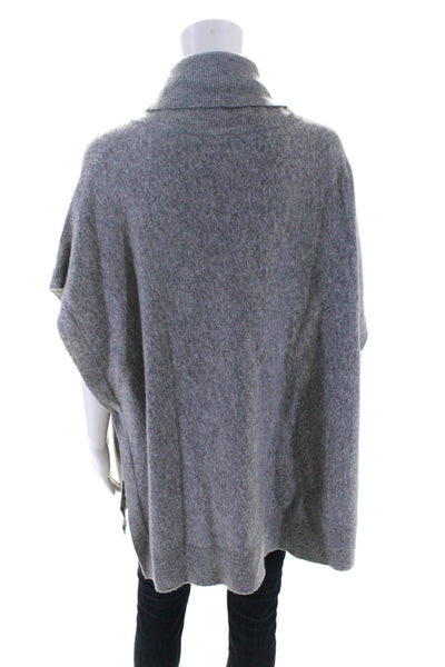 DKNY Womens Wool Knit Short Sleeve Turtleneck Sweater Top Heather Gray Size PS