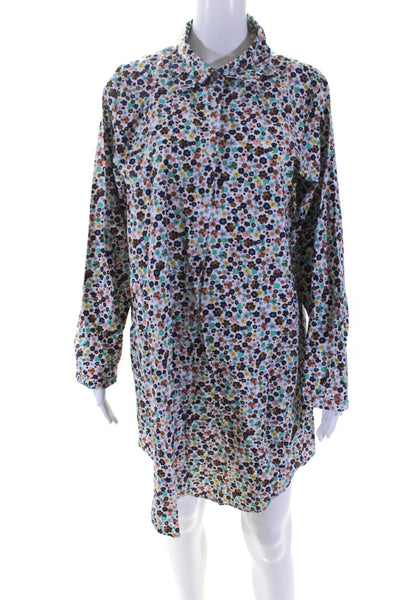 Beck Sondergaard Womens Button Up Collared Floral Shirt Dress White Multi Large