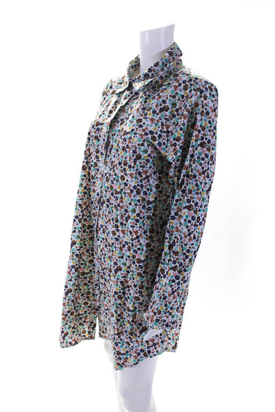 Beck Sondergaard Womens Button Up Collared Floral Shirt Dress White Multi Large