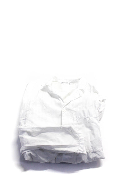 Zara Womens Button Front Collared Shirt Black White Size Small Medium Lot 2