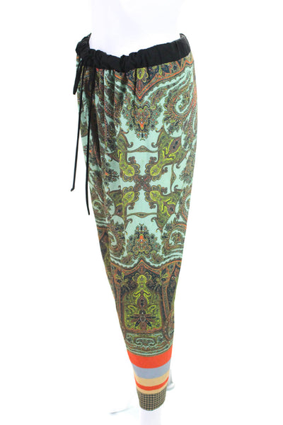 Clover Canyon Women's Paisley Print Drawstring Trousers Pants Green Size M