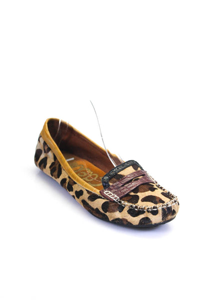 Sam Edelman Women's Calf Skin Animal Print Loafers Brown Size 8