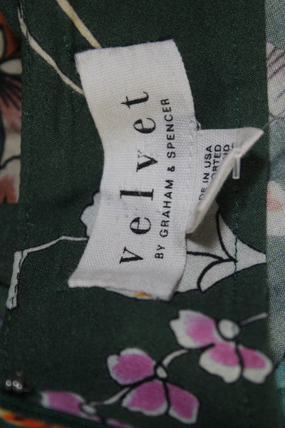 Velvet Womens Floral Print Unlined Zip Closure Midi Skirt Green Size S